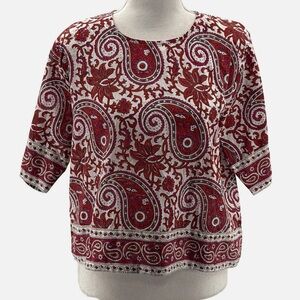 SZ Blockprints for J.Crew Cotton Paisley Crop Top - NEW - Size Large